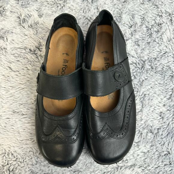 Footprints by Birkentock Pittsburgh Mary Jane Black Leather Shoes Women's 38 - Picture 3 of 7